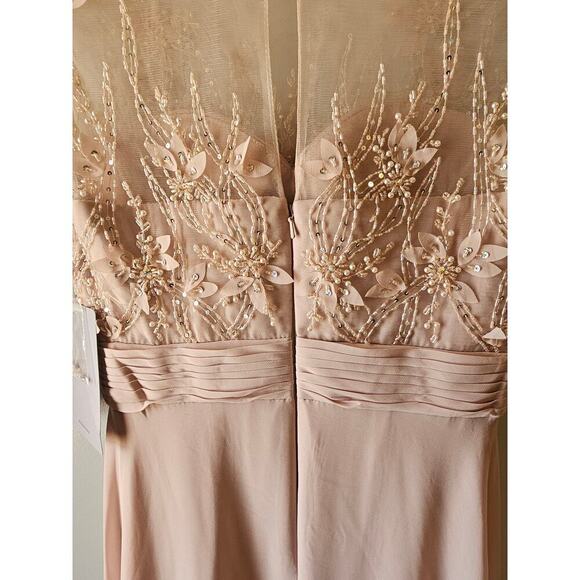 NEW JS COLLECTIONS Embellished Mesh & Chiffon GOWN SIZE 6 $388 BLUSH NORDSTROM - Picture 10 of 11